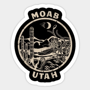 Moab Utah Linocut Distressed Desert Illustration Sticker